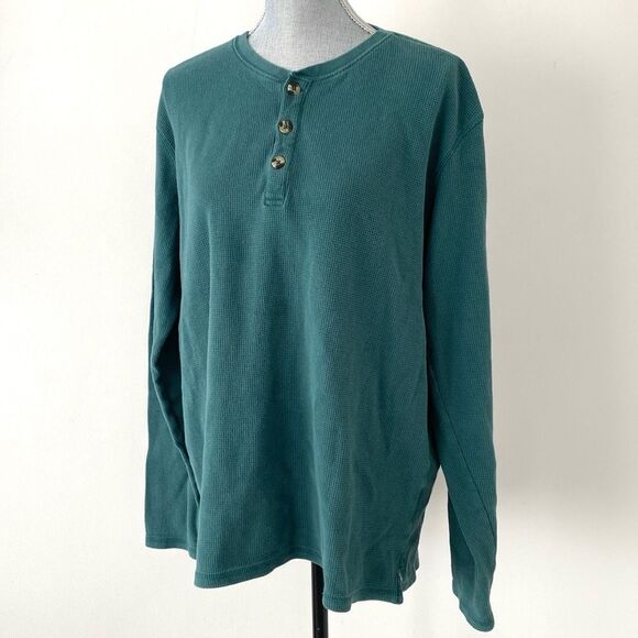 Pact Other - Pact 100% Organic Cotton Turquoise Waffle Knit Henley